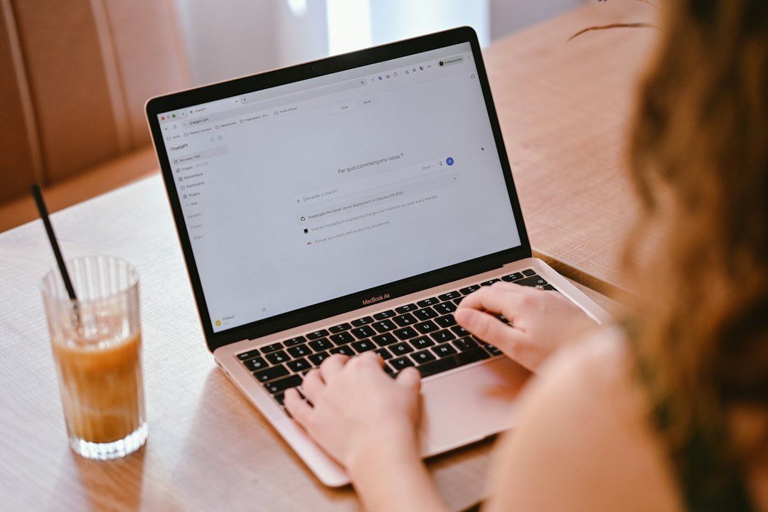 AI productivity workspace with laptop