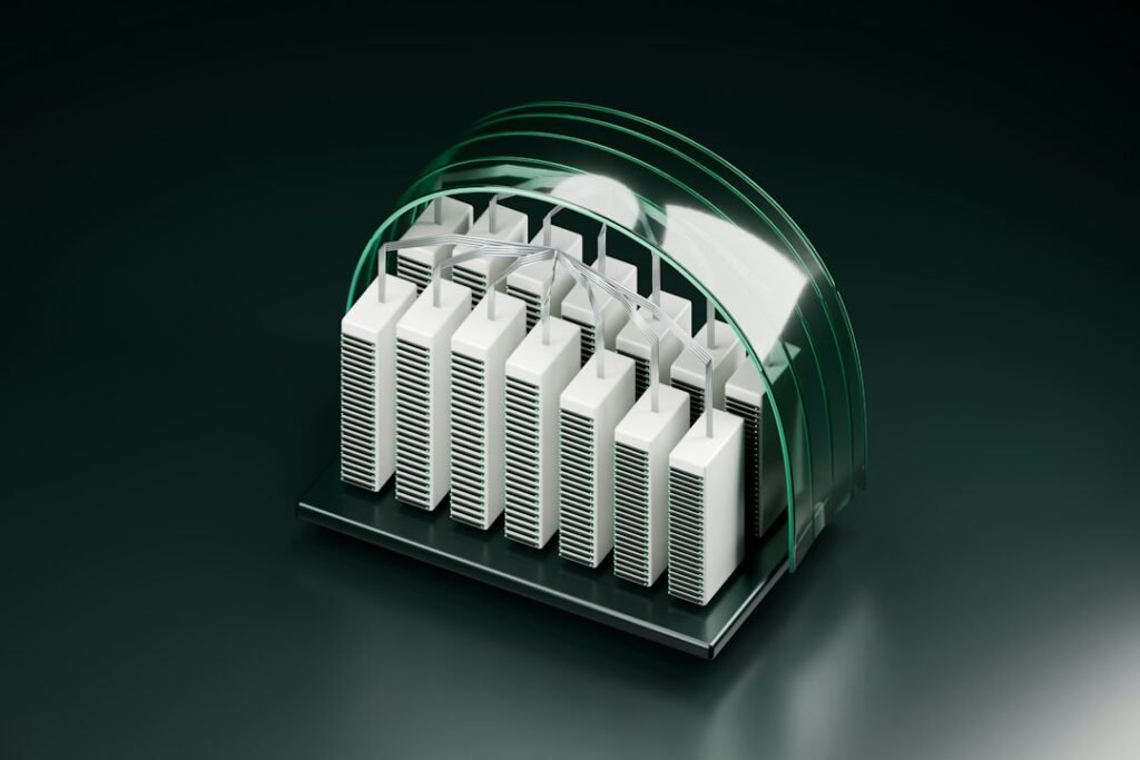 A green glass archive containing white server racks, representing a verified Google Drive backup before account deletion.