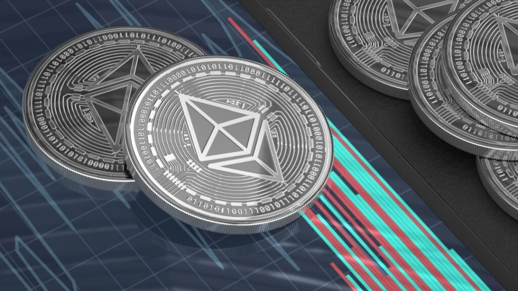 Ethereum symbol in a 3D illustration for an explainer about network transaction fees