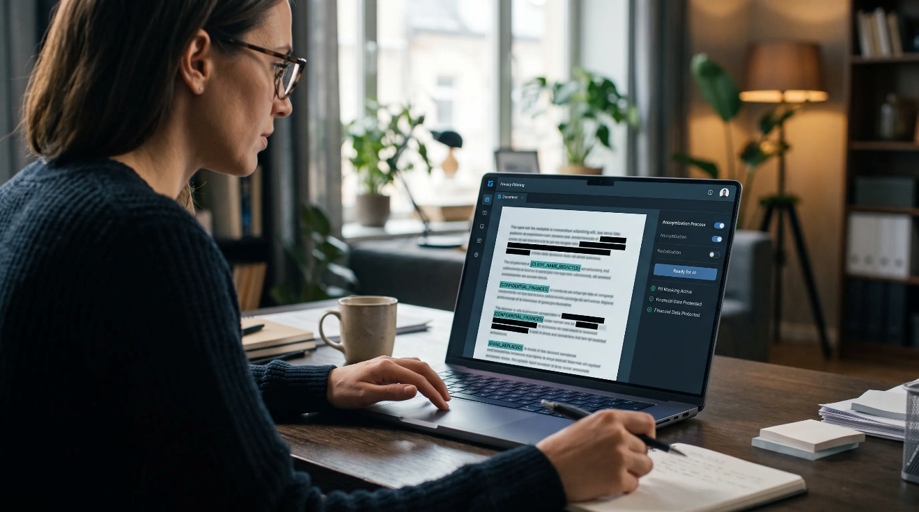 Freelancer using AI tools while protecting client information